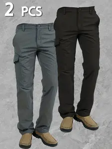 Men's  Solid Pocket Sweatpants, Soft Jogger Trousers for Daily Gym Workout Running, Mens Pants, Going Out Outfit, Pants for Men, Stylish Casual Clothes Bottoms Menswear, Men's Clothing Outfits,