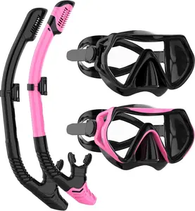 JRing Premium Snorkel Set for Adults - 180° Tempered Glass Anti-Fog Mask & Dry Top Snorkel - Scuba & Swimming Gear for Men Women - International Warranty