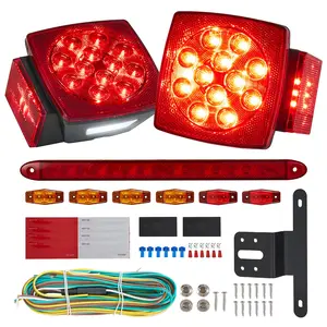 fathersdaygift VEVOR Trailer Lights, 12V LED Trailer Tail Lights Kit with Stop Brake Turn Tail License Plate Clearance Lamp, Waterproof Tow Lighting Kit with Wiring Harness for Boat Truck Camper RV Snowmobile Bus