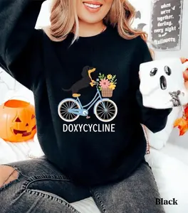 Doxycycline Pharmacy Pun Sweatshirt, Dachshund on Bicycle, Pharmacists and Technicians Top, Veterinary, Pharmacist Gifts, Pharmacists Shirt Casual Style;Retro Styles