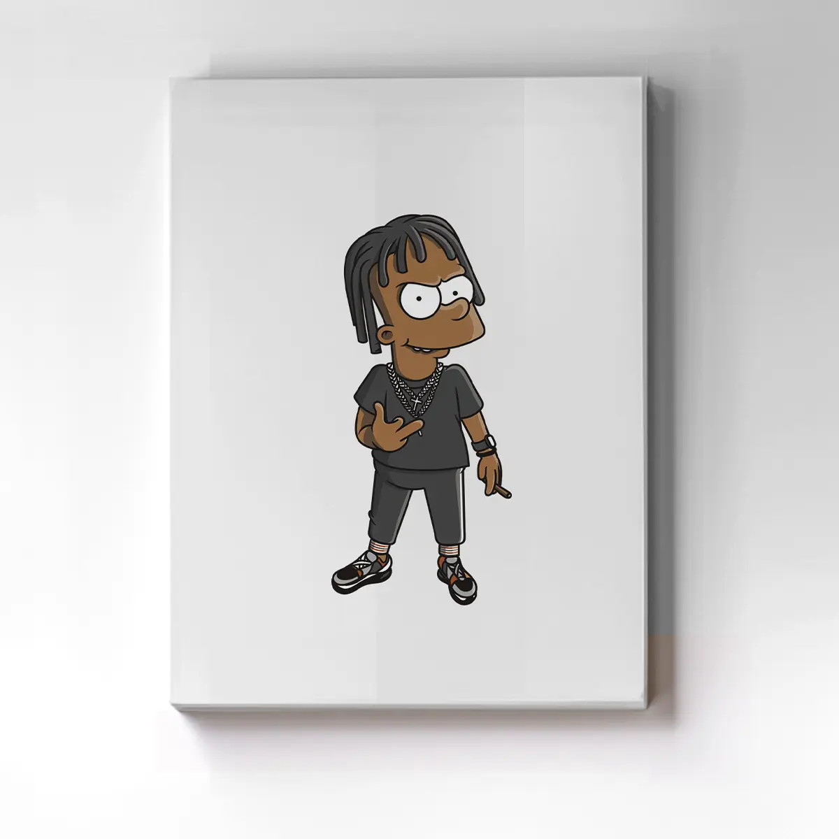 Dope Offensive Middle Finger Poster - African American Male Wall Art Decor - Urban Cartoon Dreadlock Canvas Print