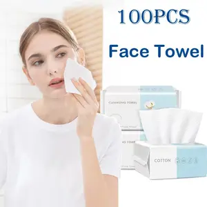 100 Count Disposable Face Towel Cotton Tissue Soft Gentle Thick Dry Wipe Reusable Makeup Remover Pads Facial Cleansing Tissue