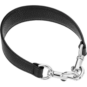 uxcell 14.17 Inch PU Leather Short Bag Strap with Clasp, Purse Handles Handbags Replacement Straps for Clutch Bag Underarm Bags, Black, Silver Buckle