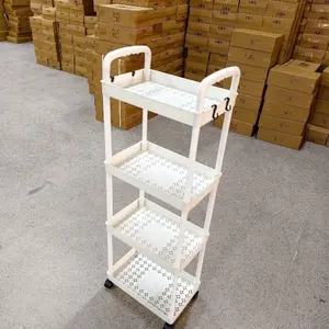 Mobile multi-layer storage trolley, wheeled storage rack, Open shelf storage, home kitchen seasoning rack, bathroom toiletries storage, living room snack storage rack, bedroom cosmetics storage rack, balcony sundries rack, 2/3/4-layer