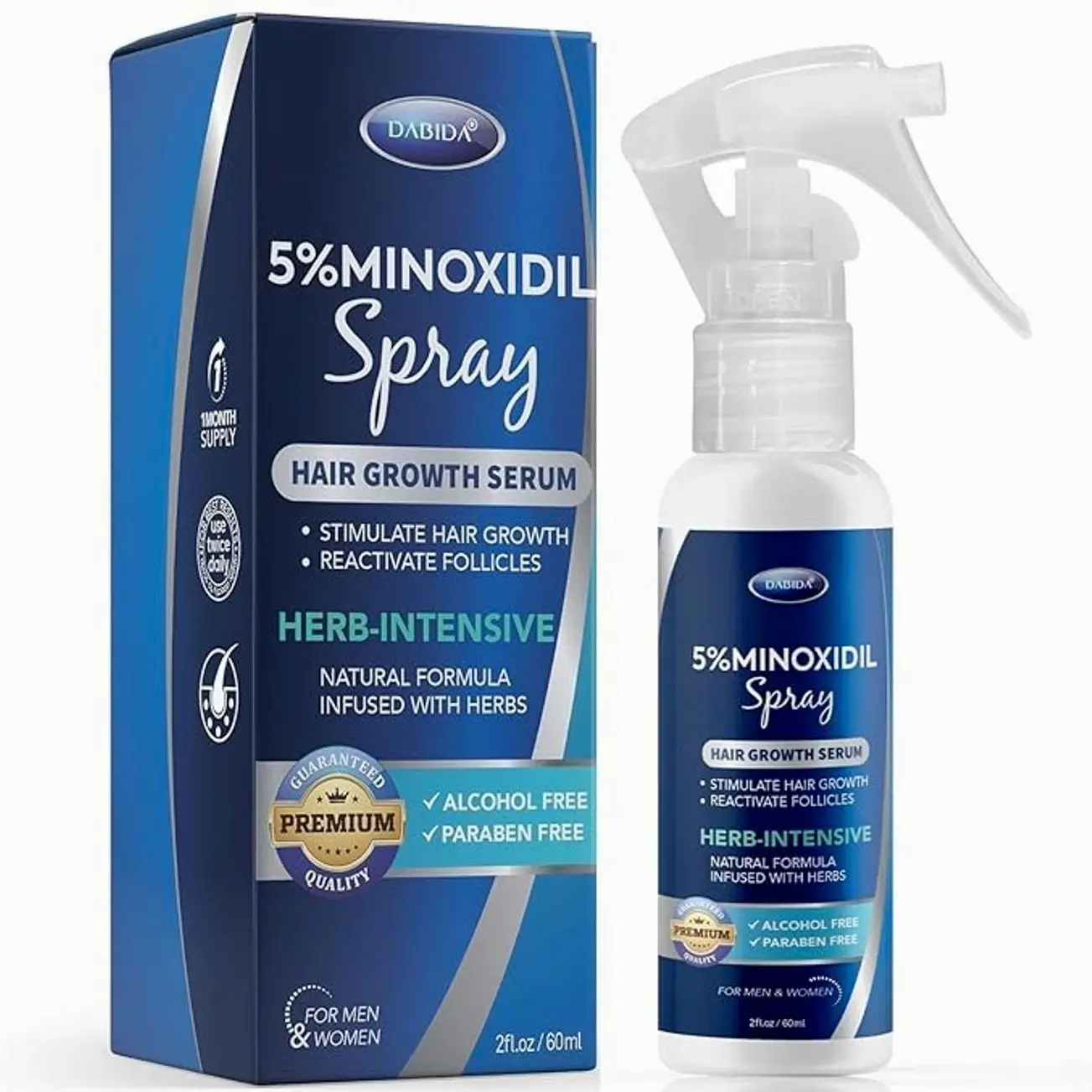 5% Minoxidil Hair Regrowth Spray - 60ml, For Men & Women