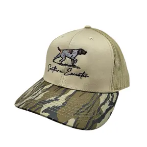 Southern Executor "The Pointer" Bottom Land Hat with Embroidered Dog Design and Camo Brim
