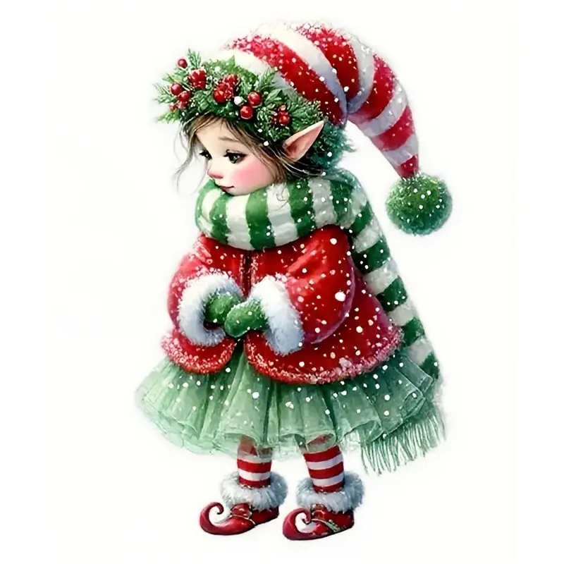 7-inch Christmas Snow Vinyl Decal - Holiday Snow Scenery with Christmas Hat, Green Leaves, and Red Decorations, Self-adhesive, Suitable for Laptops, Bottles, Trucks, Mobile Phones, Motorcycles, Windows, Wall Decorations, Christmas Decorations