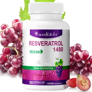 Acentiallabs Pure Resveratrol Capsules 1480MG -Resveratrol Complex - 90 Capsules - Trans Resveratrol Supplement with Grape Seed Extract