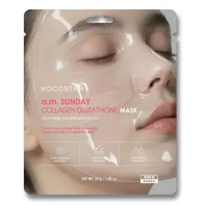 [Kocostar] a.m. Sunday Collagen Glutathione Mask | Ultra-Clear Hydrogel Mask for Glass Skin | Formulated with Collagen, Glutathione, & Niacinamide | Deeply Hydrating and Evens Skin Tone (4 pack)