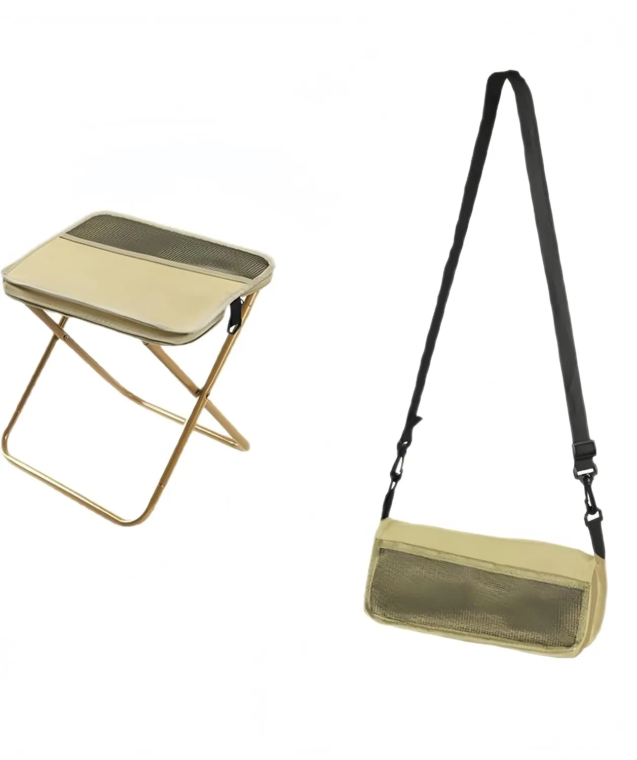 11.5" Portable Folding Camp Stool with Side Pocket, Lightweight Foldable Camping Stool for Adults, Compact Folding Backpacking Stool for Fishing Hiking Trips, Gardening