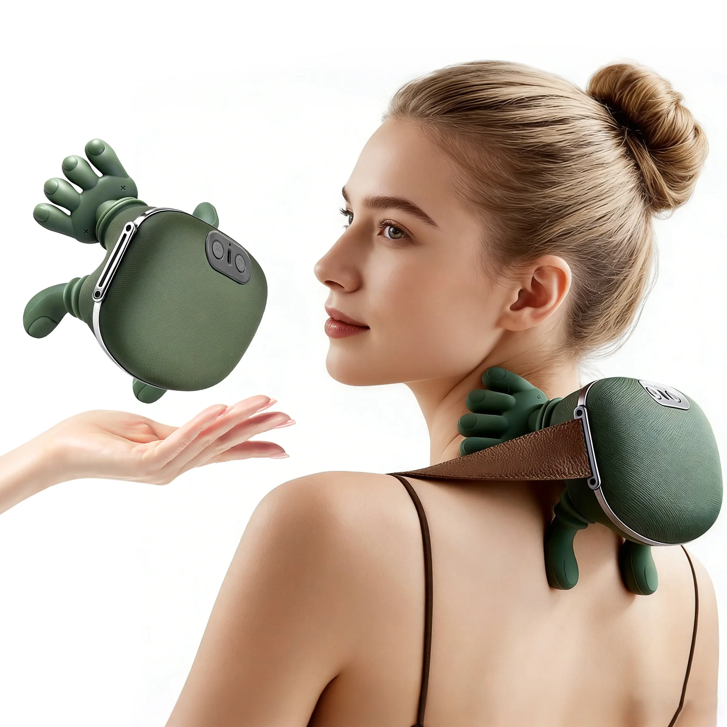 Portable electric massager, neck massager, acupoint pressing and kneading device with massage nodules, suitable for neck, back and shoulder massagers, bionic finger head, neck and shoulder massagers, suitable for home/office. Acupressure Tool