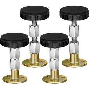 Adjustable Threaded Headboard Stoppers/Bumper Against Wall, 4 Pack Behind Bed Frame Protector Antishake Tool, Bed Shake Support Stabilizer Device for Anti-Knocking,Banging,Squeaking, Metal (27-90mm)