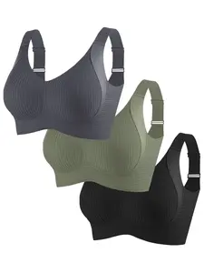 Women's Seamless Sports Bra Set, Gym Bra, Workout Bras, Comfortable Support, Anti-Sagging Full Coverage, Breathable Non-Wired, Nylon Elastane Blend, Seamless Brassiere