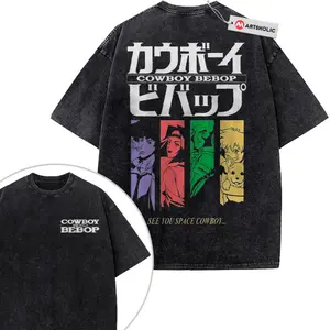 Cowboy Bebop Anime Vintage Tee 2-Sided Unisex S-5XL, Graphic Tee