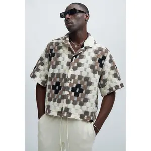 Gaston Jacquard Cropped Shirt - Brown/combo