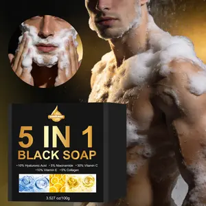 5-In-1 Body Soap with Hyaluronic Acid and Collagen, Gentle Cleanses and Exfoliates for Smooth Skin, Suitable for Face and Body Care 100g Body Wash