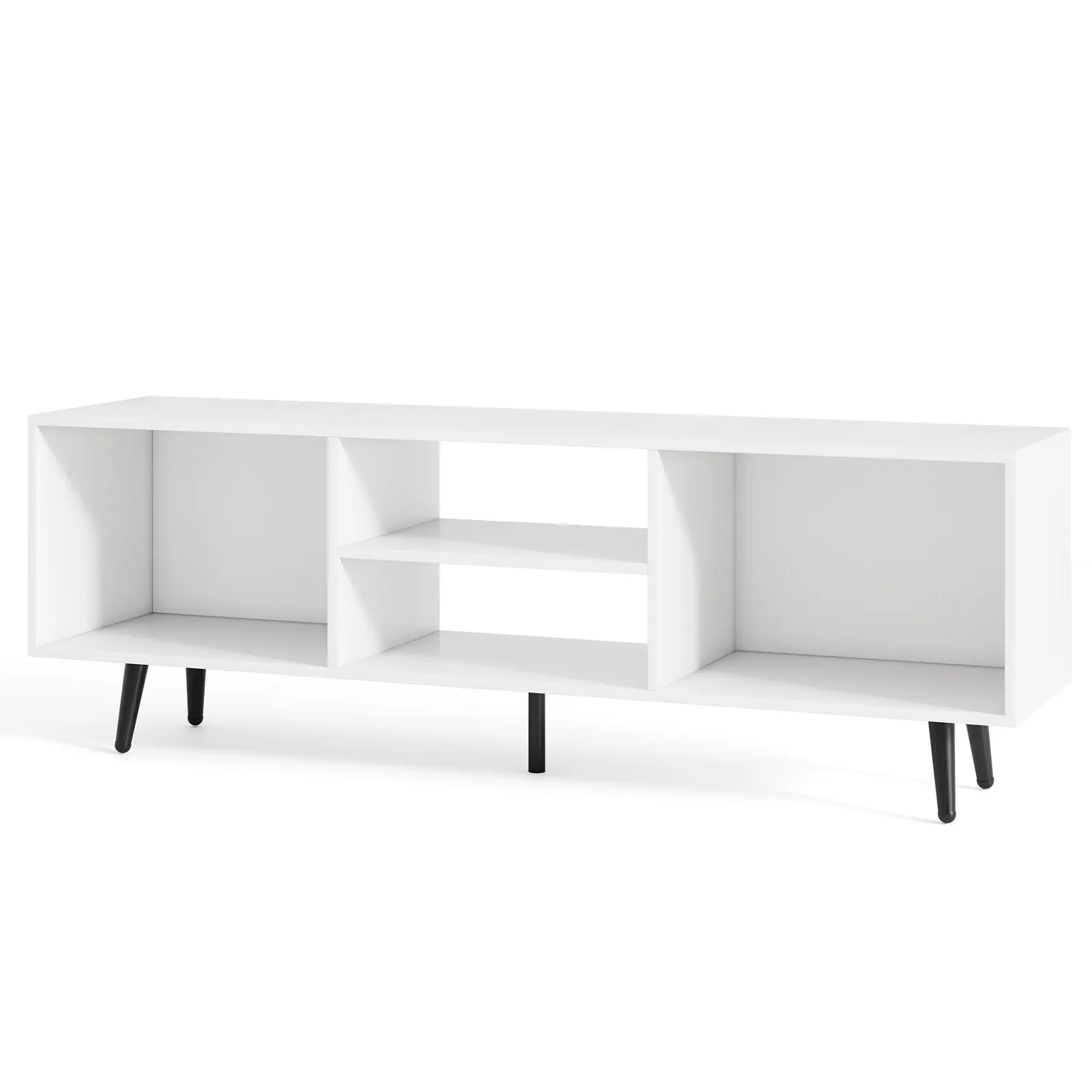 COSTWAY - 47.5 Inches TV Stand for 55-Inch TV with Compartments and Metal Legs-White COSTWAY - 47.5 Inches TV Stand for 55-Inch TV with Compartments and Metal Legs-White