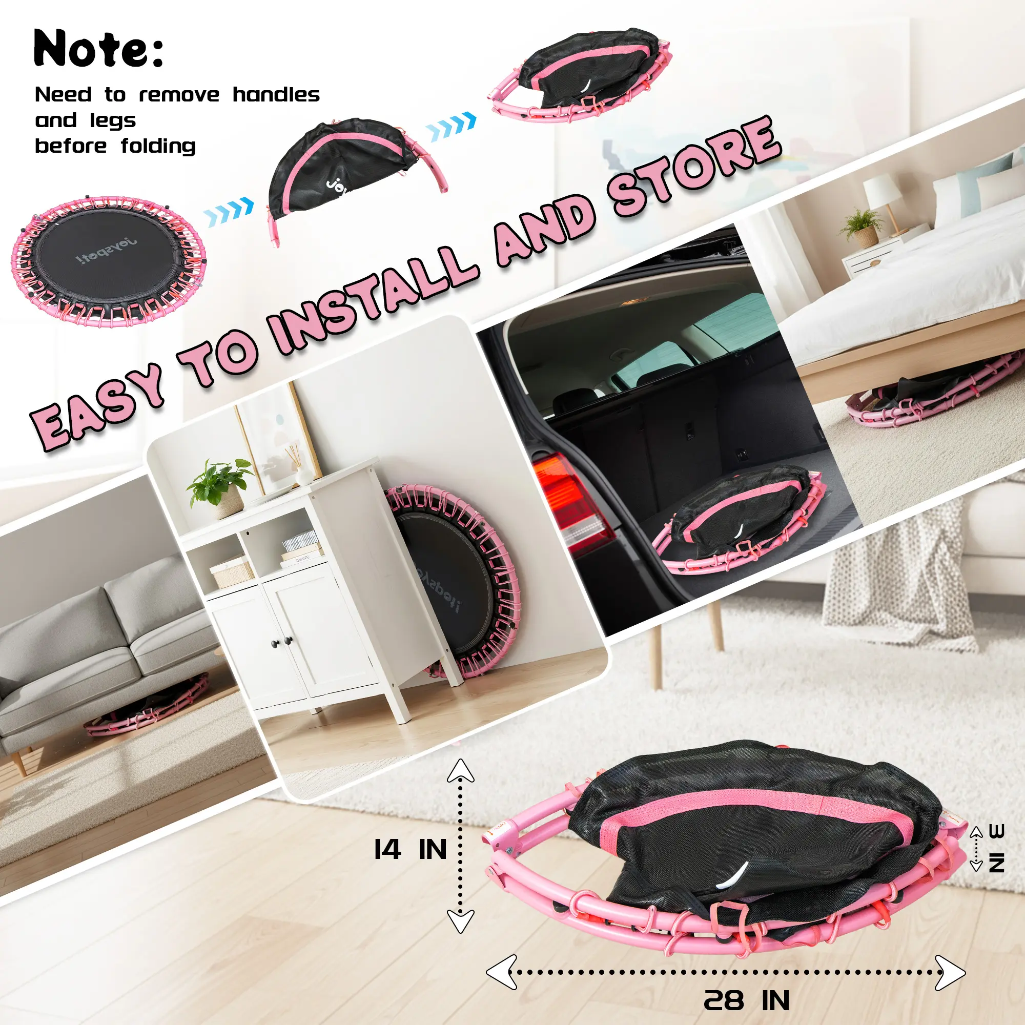 JOY SPOT! 450 LBS Foldable Trampoline 40