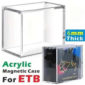 6mm Acrylic Stackable Display Box, Elite Trainer Etb Card Model Case, Magnetic Dust Cover, Compact Design, Durable Storage Box, Trade Card Box