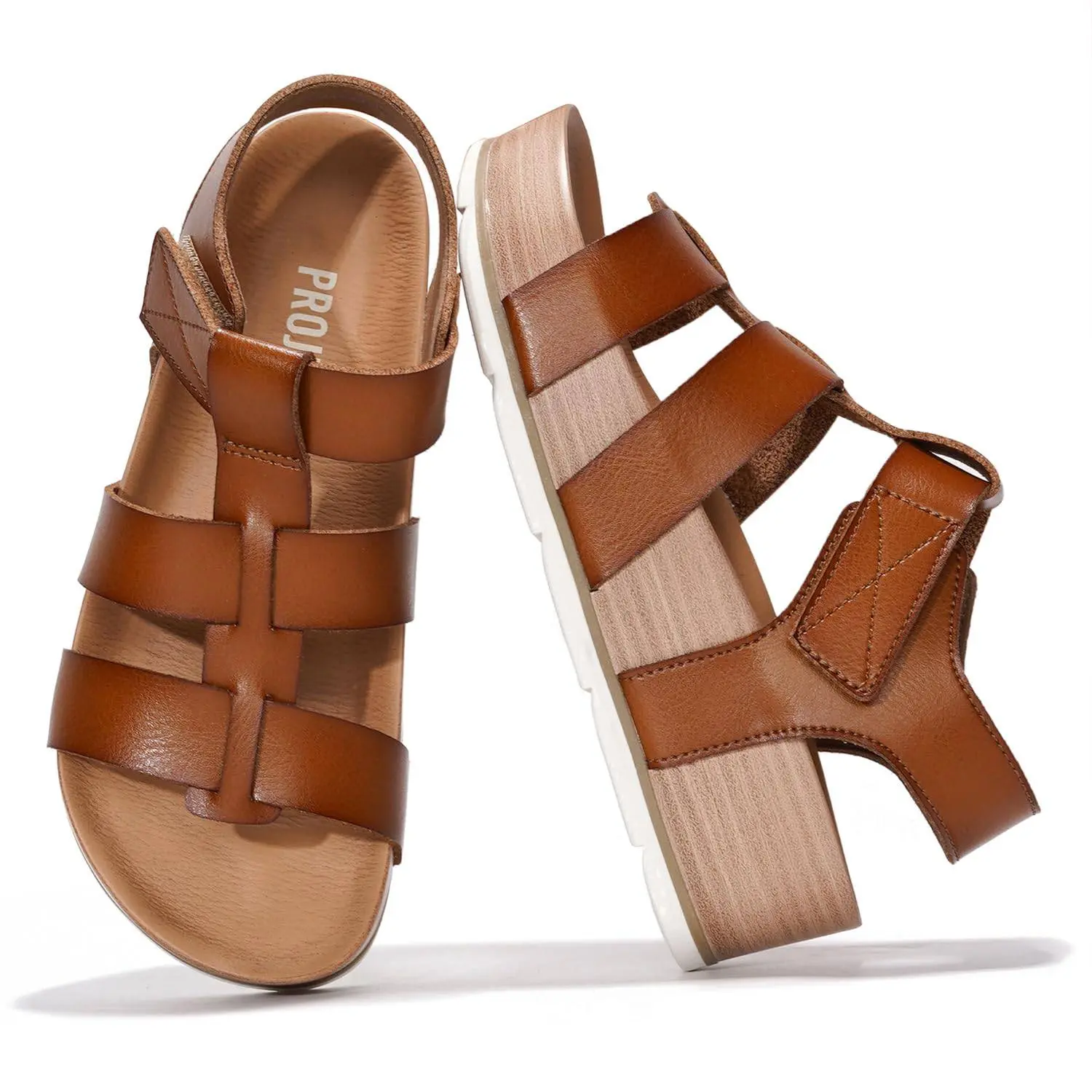 Project Cloud Women's | Eco-Leather Upper Wedge Sandals | Lightweight | Non-Slip - Phased Project Cloud Women's | Eco-Leather Upper Wedge Sandals | Lightweight | Non-Slip - Phased