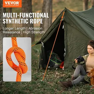 fathersdaygift  VEVOR Double Braided Polyester Rope, 1/2 inx 220 ft, 48 Strands, 8000 LBS Breaking Strength Outdoor Climbing Rope, Arborist Rigging Rope for Rock Hiking Camping Swing Rappelling Rescue, Orange/BlackVEVOR Super Brand Day