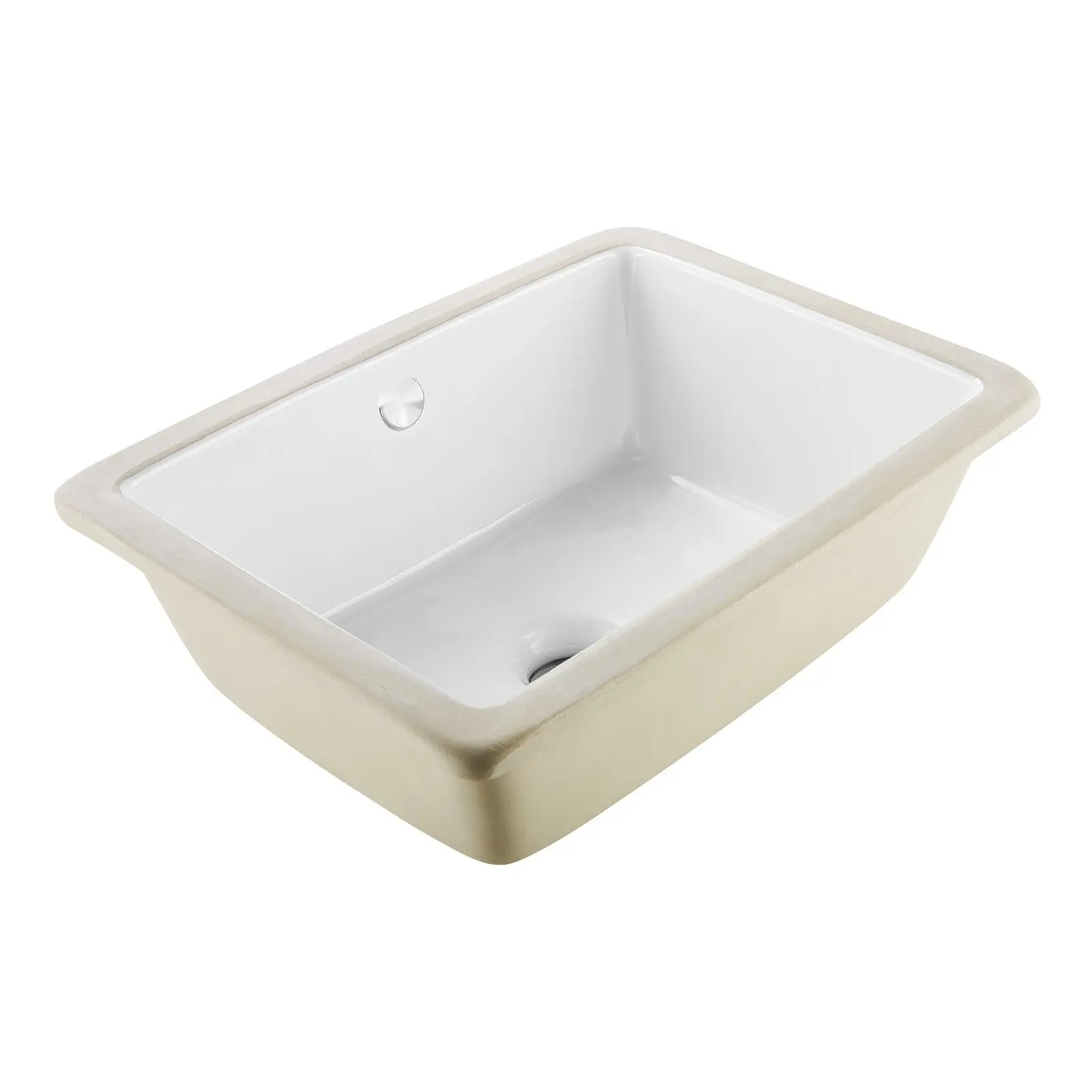 Undermount Bathroom Sink, 15.75 X 12.01 Inch Rectangular White Ceramic Vessel Sink with Overflow Hole, Suitable for Modern Lavatory Vanities, Under-Counter Drop-In Style, Wash Basin for Small Spaces