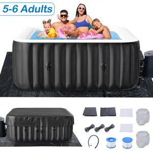 Lilypelle Large Bubble Massage Spa, Inflatable Hot Tub with130 Air Jets, PVC Cover, Pad and Pump, Durable Thick Materia, 5-6 Person Capacity, 73"x73"x25"