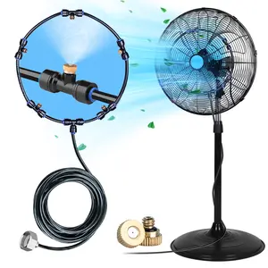 HOMENOTE Misting Fan Kit for Outside Cooling, 16.4FT (5M) Misting Line, 5 Brass Nozzles, 3/4" Brass Adapter, Outdoor Mister System for Patio, Backyard Cooling & Poolside Relaxation