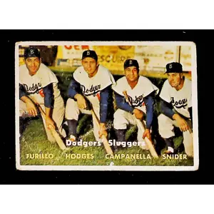 1957 Topps #400 Dodgers Furillo /Hodges /Campanella /Snider Vintage Sports card PYP1243