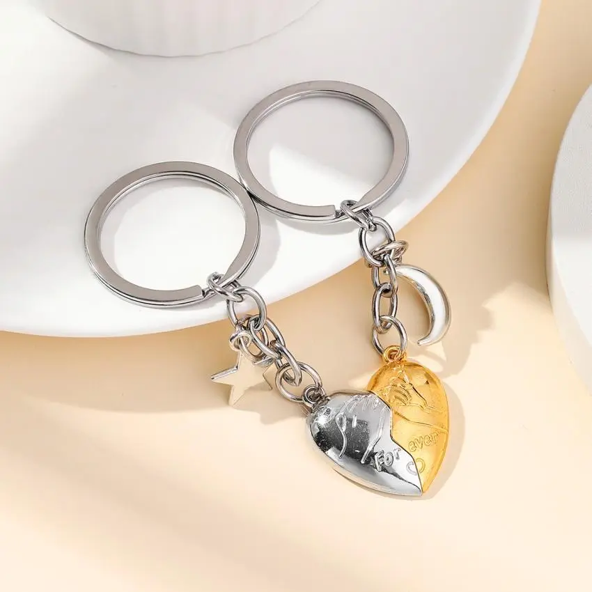 Magnetic Heart Keychain - Forever Love Star and Moon Keychain Perfect Gift for couples and family