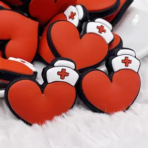 Nurse Heart Silicone Focal Bead Accessory - 30mm x 30mm