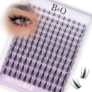 B&Q Fairy Lash Clusters - DIY Lash Extension at Home Beginner-Friendly Manga Lashes, 144pcs Eyelash Clusters with 0.3mm Invisible Band & Waterproof, Salon Look for Daily Work & Parties （Fairy 8-18mm）