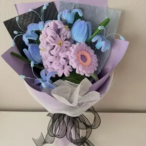Midnight Bloom Bouquet - Purple & Blue Handmade Flower Bouquet - Moody Aesthetic Floral Gift - Elegant Design