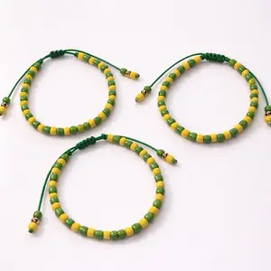 Handmade Adjustable Beaded Bracelet Set (3 Pack) – Green & Yellow
