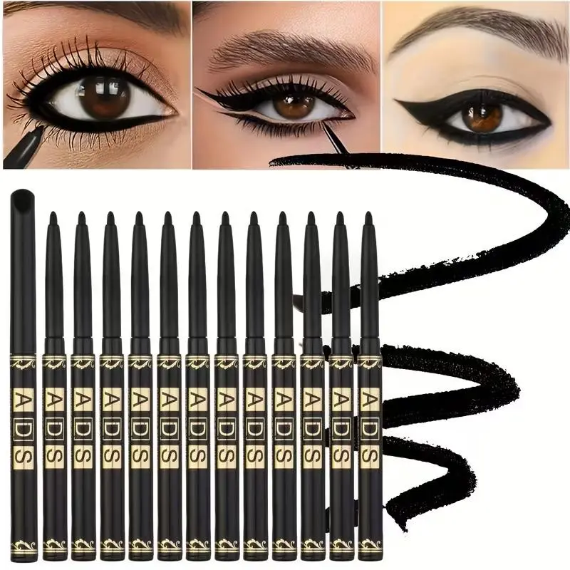 12pcs sweat-resistant multifunctional eyeliner and eyebrow pencils, Makeup, Stick, with a soft texture that lasts and resists smudging, smooth formula for creating bold looks, rich colors, natural finish, enhances the eyes, suitable for parties, daily use