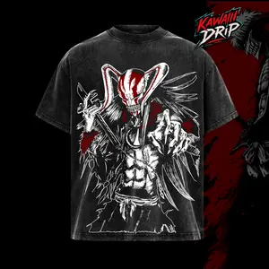 Ichigo Hollow Form Bleach New Ver Anime Shirt, Vintage Washed Oversized Graphic Tee, Vasto Lorde Mask V2 Art, Kurosaki Ichigo Version 2 Transformation T-Shirt, Unisex Streetwear Anime Merch Gift For Bleach Fans