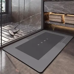 Modern Rectangle 2.0 Diatomite Rubber Bath Mat, Non-Slip, Quick-Dry, Super Absorbent Bathroom Rug for Bathroom, Bathtub, Fit Under Door