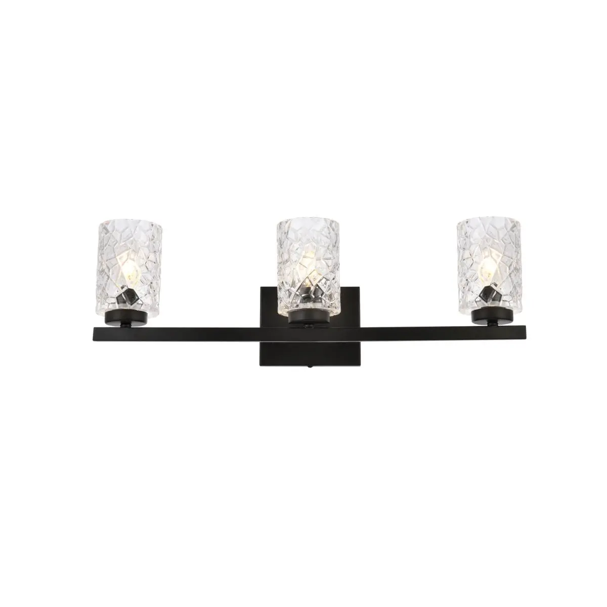 212 MAIN Cassie 3-Light Black Bath Sconce with Clear Shade, Indoor Lighting for Modern Bathroom, Contemporary Look Decorative Wall Light for Home Decor