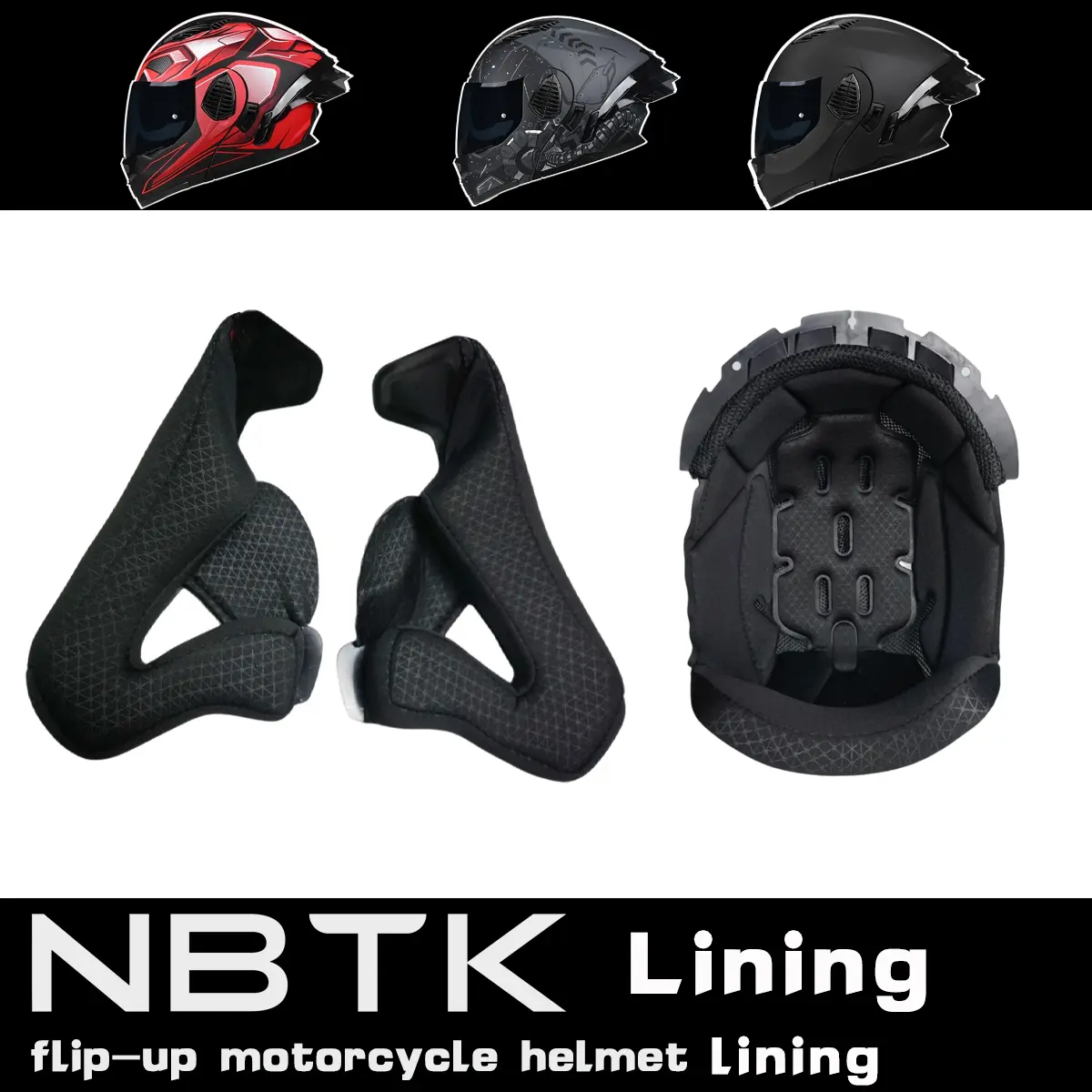 Nbtk Flip-Up Motorcycle Helmet Lining, Durable, Comfortable & Protective Interior Padding, Universal Fit Design, Ideal for All Riders, Motorcycle Liners