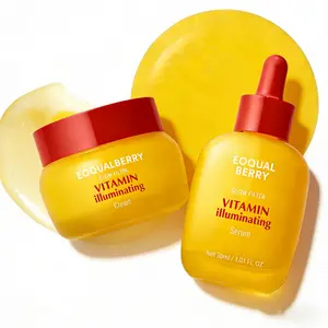EQQUALBERRY Vitamin lluminating Duo -Brightening Skincare Ritual with Vitamin C,Niacinamide & TXA I Targets Dark Spots &Uneven Tone I Hydration + Ceramide BarrierCare |Serum 30ml + Cream 50ml