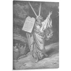 Dopamine DecorMasterpieces by Gustave Dore - Moses Showing The Ten Commandments Canvas Art Poster Ornaments Room Decoration Wall Artistic Print Photo