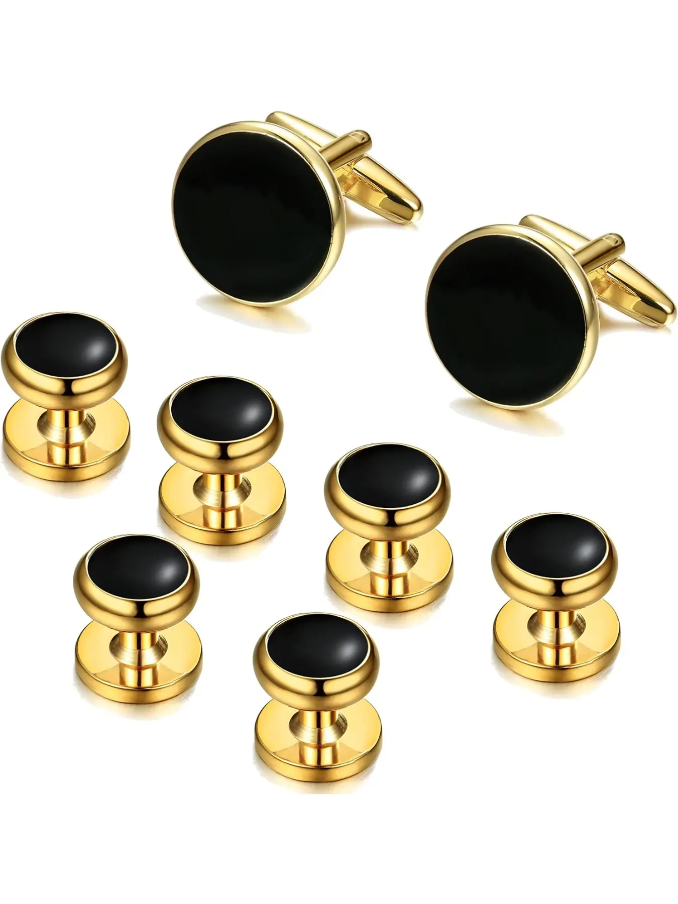 Mens Stainless Steel Cuff Links and Studs Set, Cufflinks for Tuxedo, Formal Styling Kit for Dandy, Business or Wedding Shirts