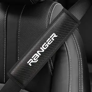 Ford Ranger Seat Belt Shoulder Cover, PU Leather & Carbon Fiber Stripes, Car Interior Decoration, Car Accessory, Enhances Driving Comfort, Available in 1pc/2pcs