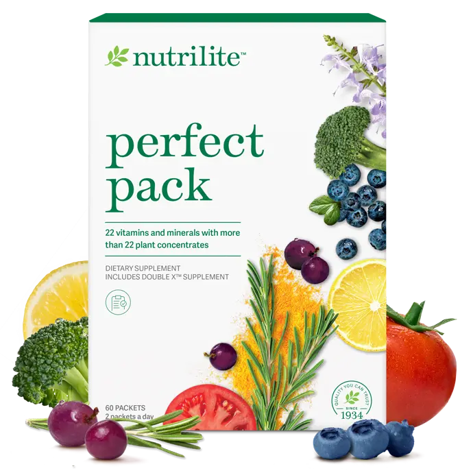 Nutrilite Perfect Pack 60 Packets – Daily AM & PM Vitamin Supplement Packs with Plant-Based Nutrients for Wellness Support