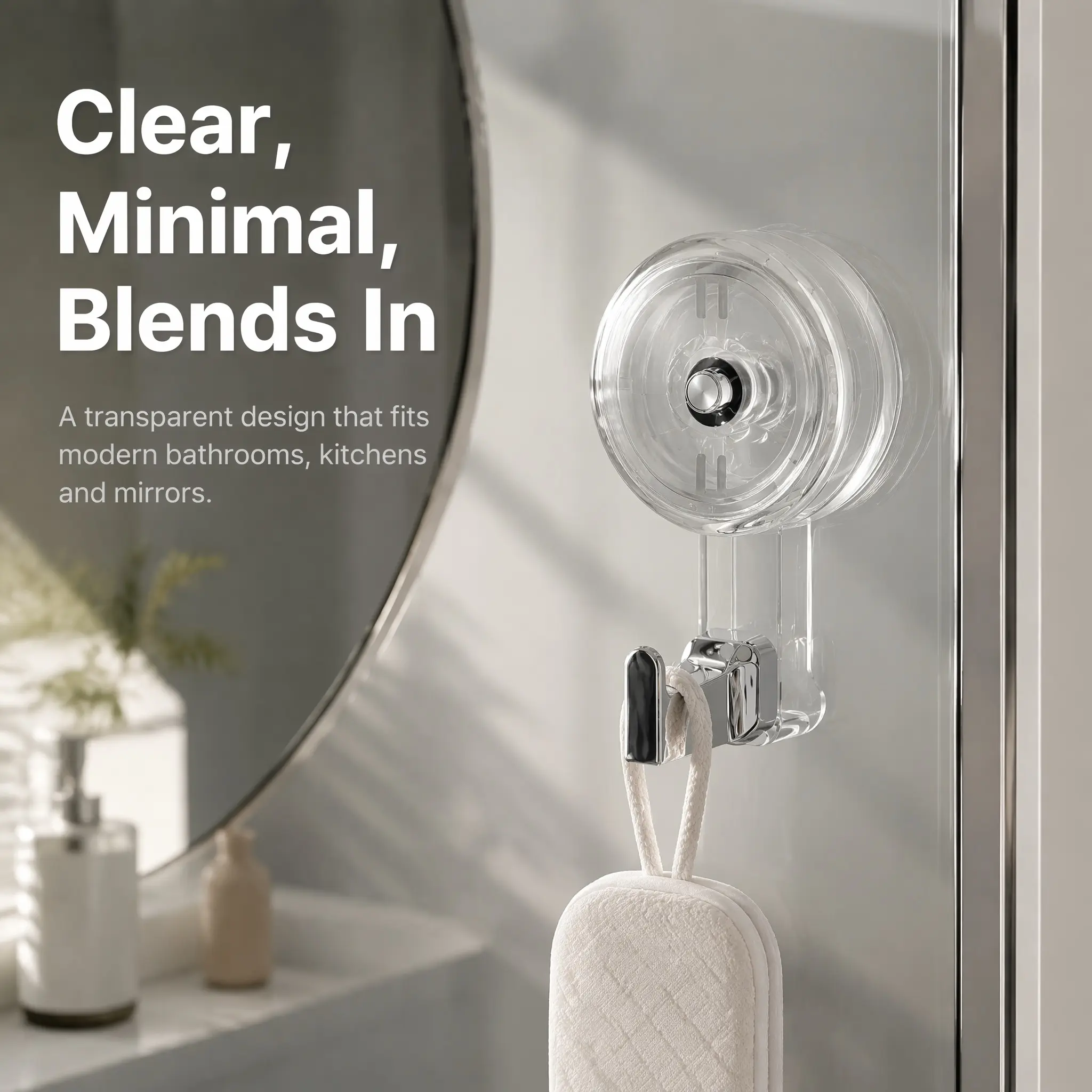 2-Pack Heavy Duty Twist Lock Vacuum Suction Hooks, Renter-Friendly No-Drill Waterproof Removable Rotating ABS PVC PC TPU Wall Hooks for Bathroom Tile, No Residue