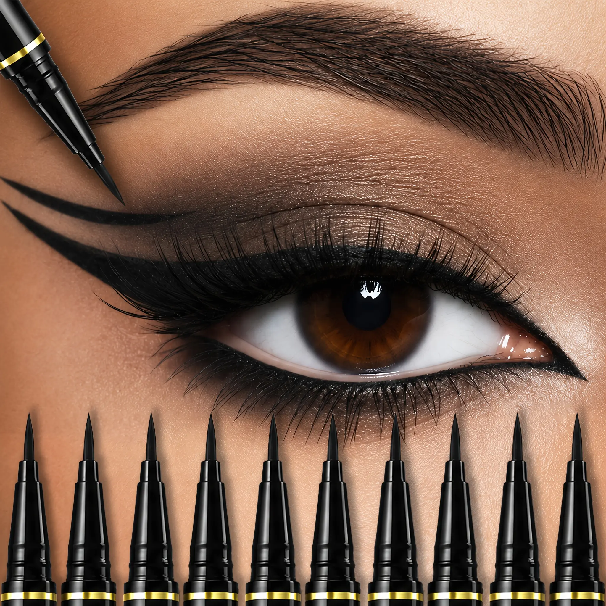MooGlamor 10 Pcs Luxury Liquid Eyeliner Pencil Set Long Lasting Makeup Transfer Proof Smudge Quick Drying Formula Freckle Pens Easy To Apply On Lower Lashes Sensitive Eyes Summeressentials