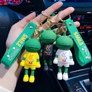 Cute Cartoon Long Leg Frog Silicone Keychain, Adorable Couple Frog Charm, Backpack & Car Key Pendant