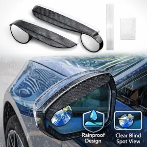 2-in-1 Car Blind Spot Mirror with Rain Guard, 360° Adjustable Rear View Mirror Rain Visor, Universal Auto Side Mirror Accessories (2PCS)
