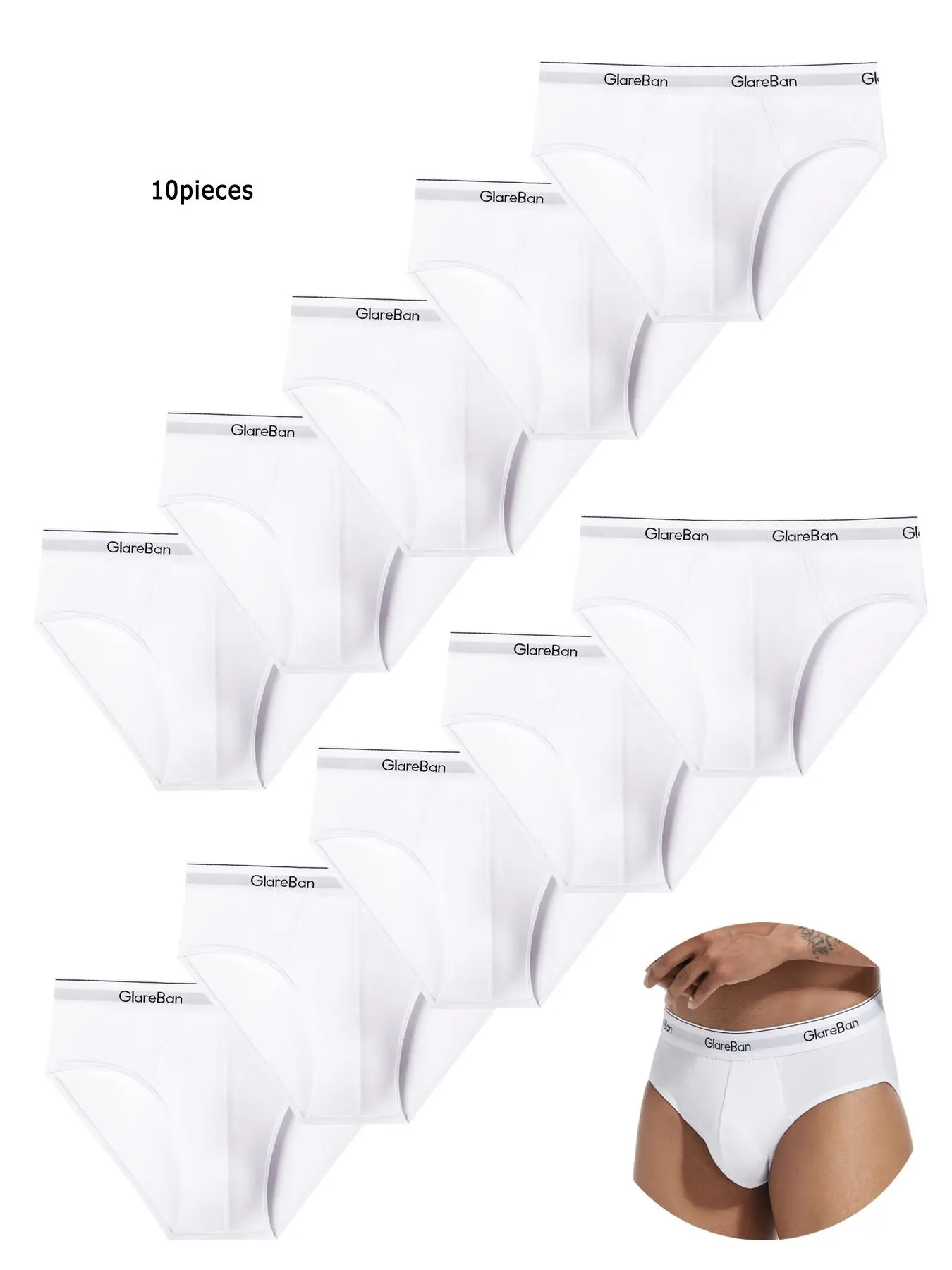 10pieces Pack White Plain Briefs Brand Boxer Casual Fashion Style Men Panties Underwear Male And Underpants For Homme Luxury Shorts Box Slips Summer Briefs All Season Briefs