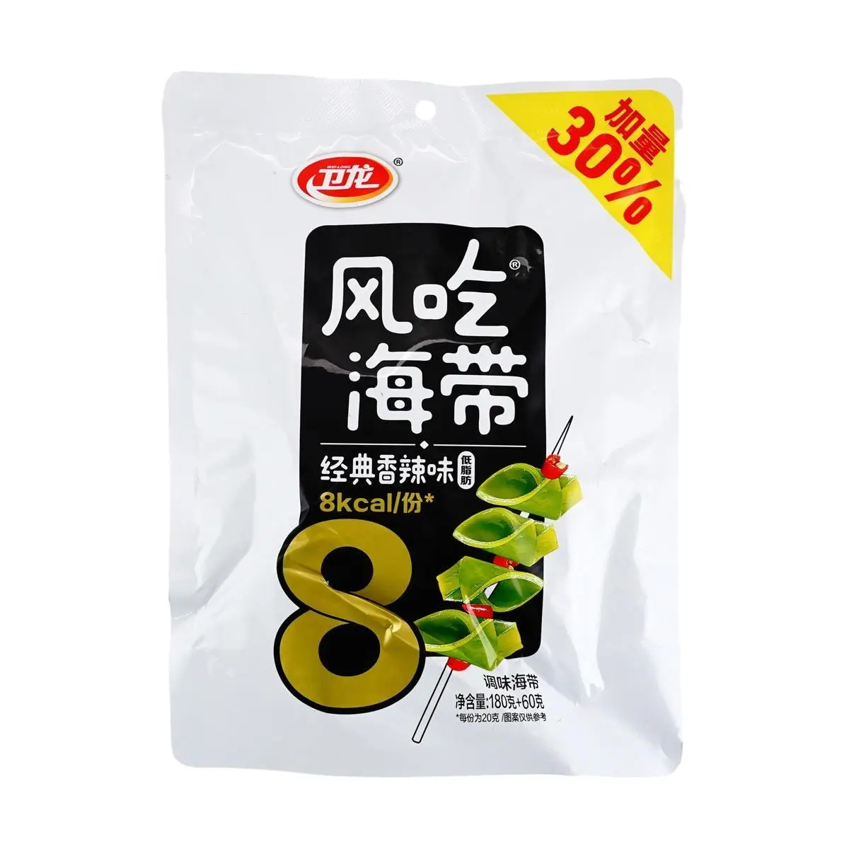Weilong Spicy Kelp Snacks - Low Calorie, Low Fat, 240g Pack - Authentic Chinese Flavor
